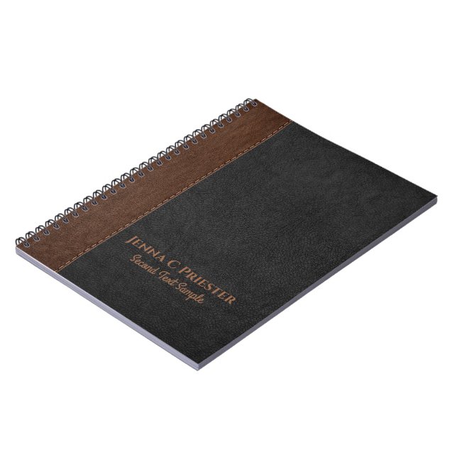 Black And Brown Faux Leather Texture Notebook (Left Side)
