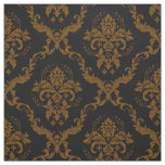 Black And Brown Floral Damasks Fabric