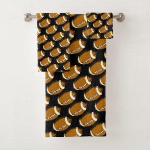 Black and Brown Football Sports Bath Towels