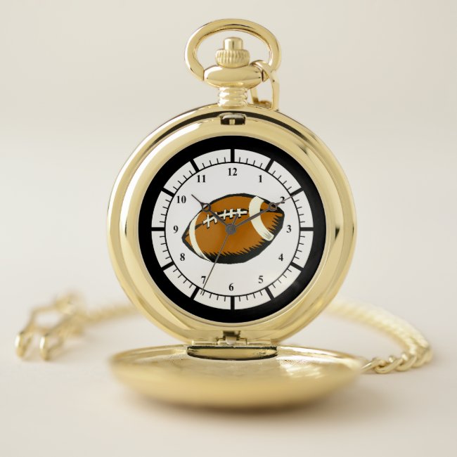 Black and Brown Football Sports Pocket Watch