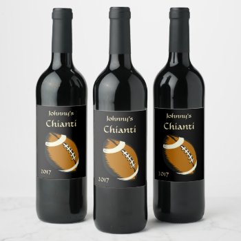 Black And Brown Football Sports Wine Label by Bebops at Zazzle