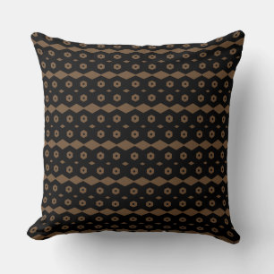 Black and Brown Geometric Pattern Throw Pillow