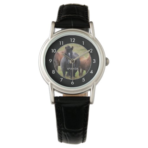 Black and Brown Horses Personalized Watch