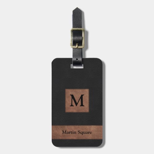 Black and Brown Leather Appearance Luggage Tag