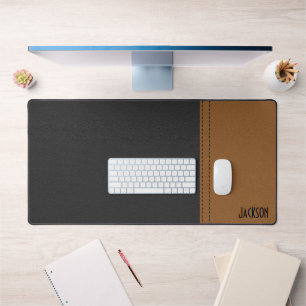 Black And Brown Leather Desk Mat