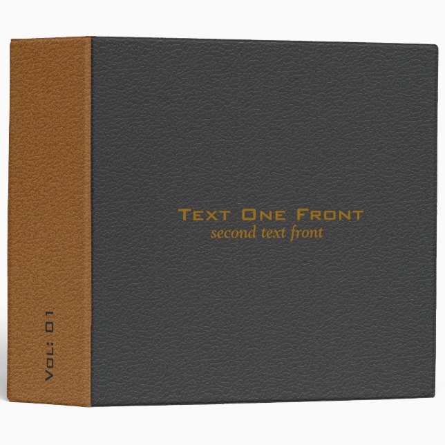 Black And Brown Leather Look 3 Ring Binder (Front/Spine)