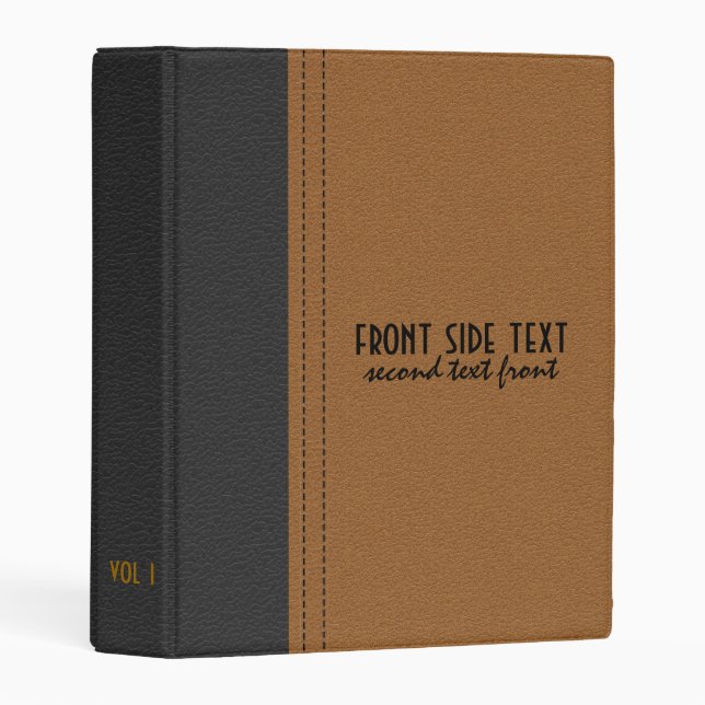 Black And Brown Leather Mini Binder (Front/Spine)