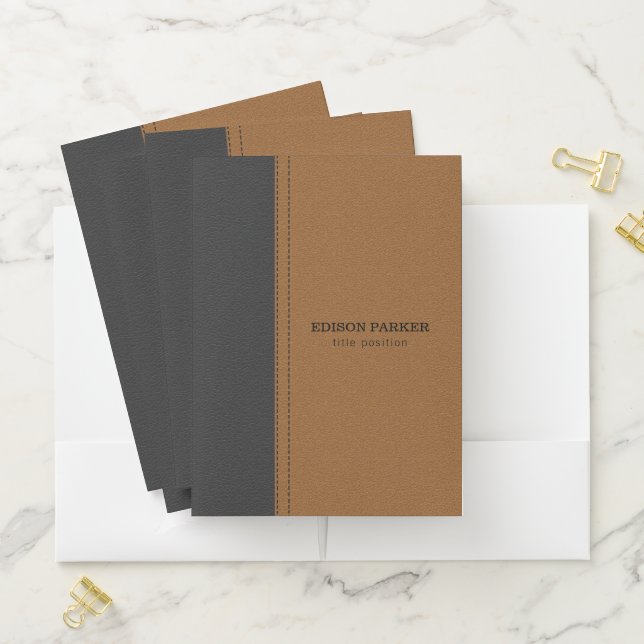 Black And Brown Leather  Pocket Folder (In Situ)