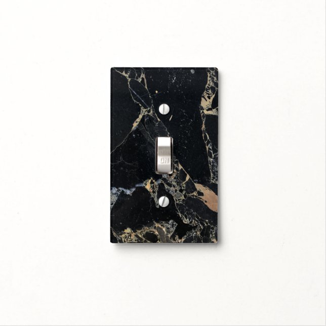 Black and Brown Marbled  light switch cover (In Situ)