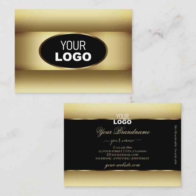 Black and Brown Ombre Logo Dark Gold Decor Frame Business Card (Front/Back)