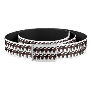 Black and Brown Overlapping Horses on White Belt