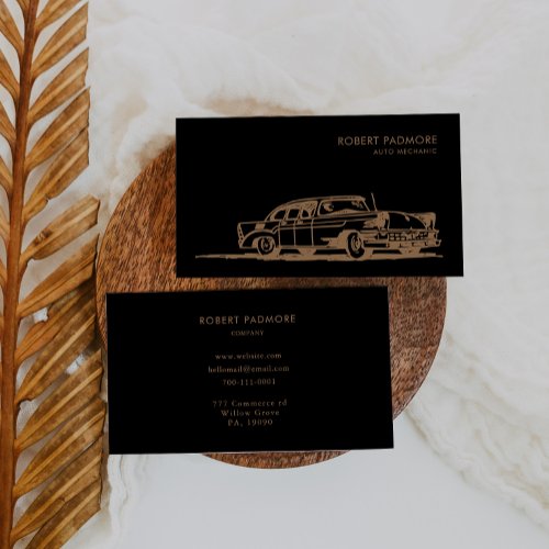 Black and Brown Retro Auto Mechanic Business Card