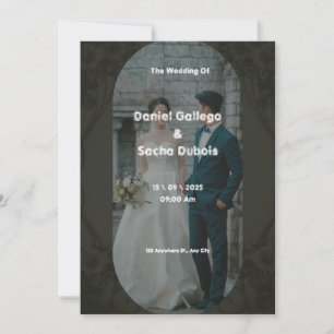 Black and Brown Simple Wedding Invitation