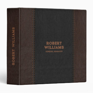 Black and brown stitched faux leather Image 3 Ring Binder