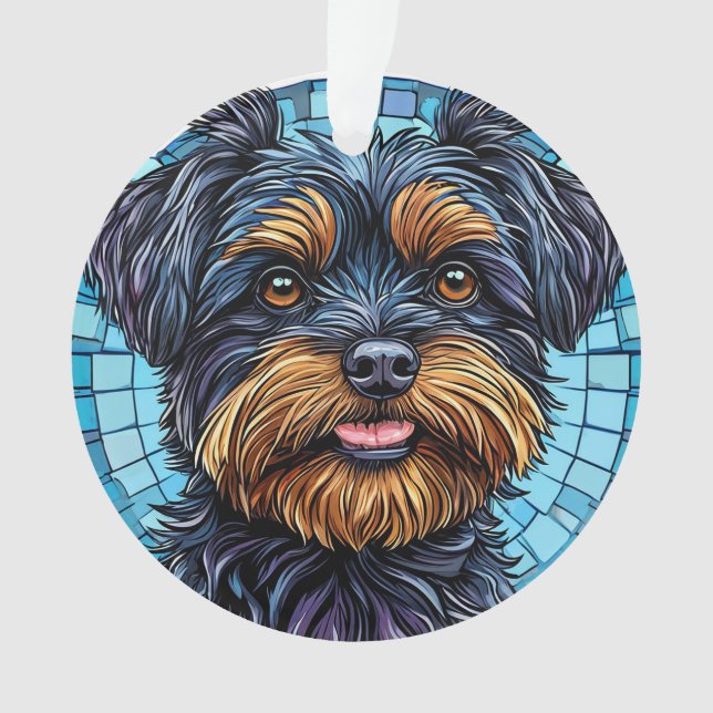 Black and Brown Terrier Dog Ornament (Front)