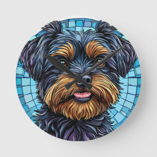 Black and Brown Terrier Dog Round Clock