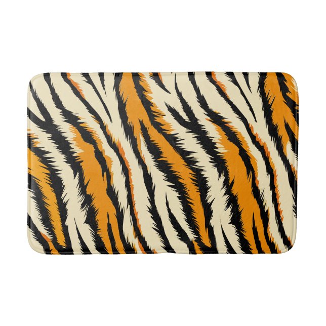 Black and Brown Tiger Stripes Pattern  Bath Mat (Front)