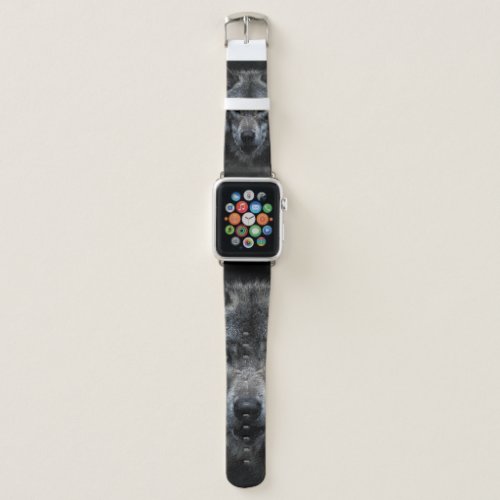 BLACK AND BROWN WOLF PAINTING APPLE WATCH BAND