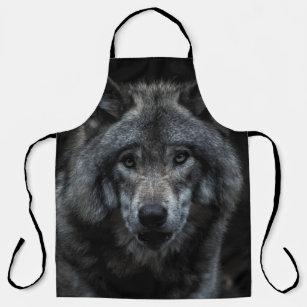 BLACK AND BROWN WOLF PAINTING APRON