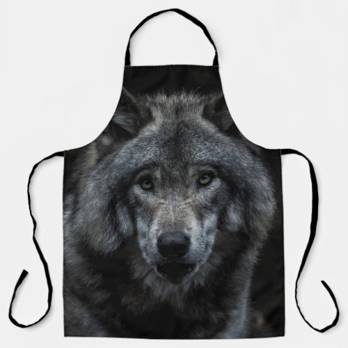 BLACK AND BROWN WOLF PAINTING APRON