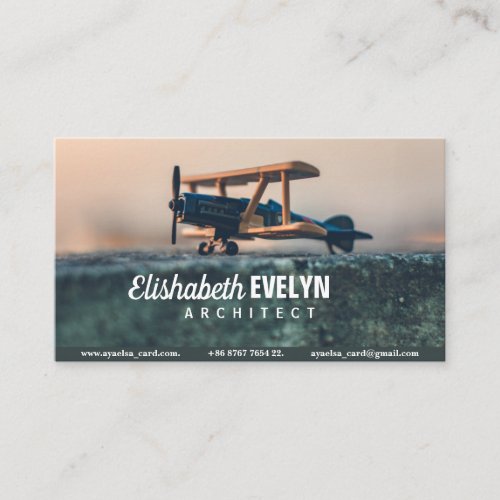 Black and Brown Wooden Plane Scale Model Business Card