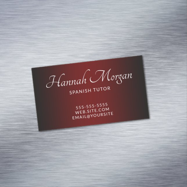 Black and Burgundy Elegant Ombre Business Card Magnet (In Situ)
