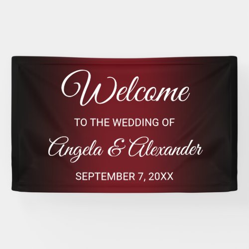 Black and Burgundy Gradient Wedding Banner