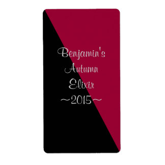 Black and Burgundy Red Wine Color Homewine Bottle Label