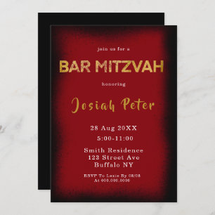 Black and Burgundy Smoke Bar Mitzvah Invitations