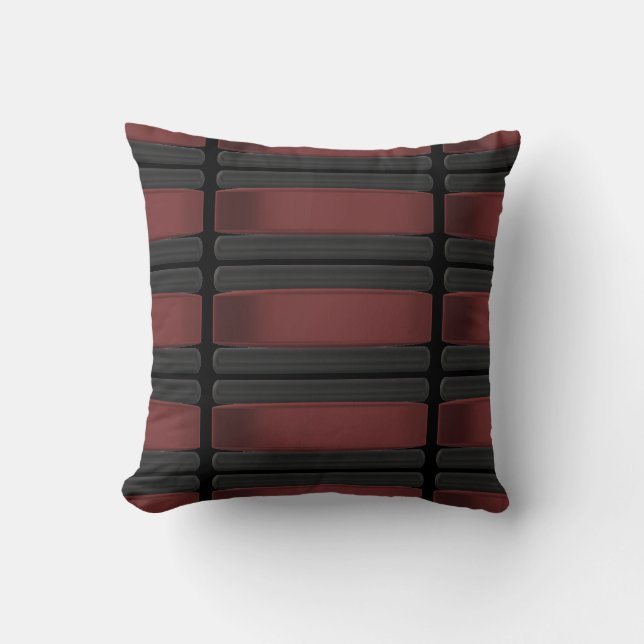 Black and Burgundy Throw Pillow (Front)