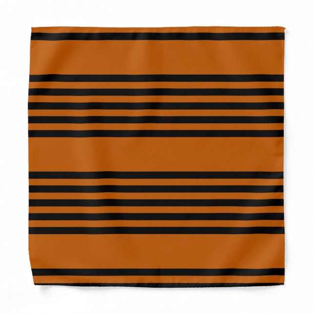 Black and burnt orange five stripe pattern bandana (Front)