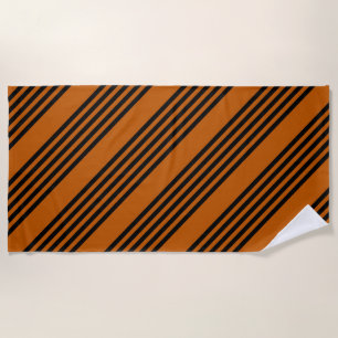 Black and burnt orange five stripe pattern beach towel