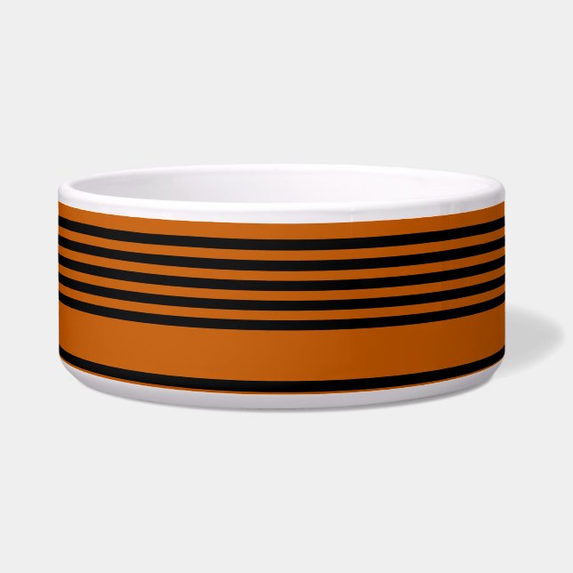 Black and burnt orange five stripe pattern bowl (Front)