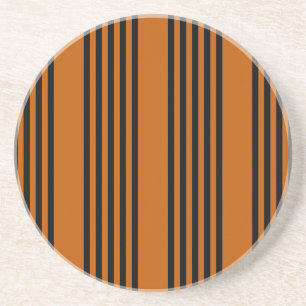 Black and burnt orange five stripe pattern coaster