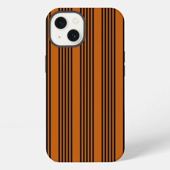 Black and burnt orange five stripe pattern iphone case (Back)