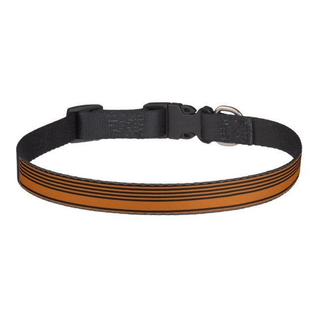 Black and burnt orange five stripe pattern pet collar (Front)