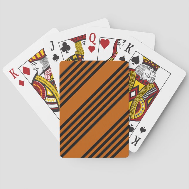 Black and burnt orange five stripe pattern poker cards (Back)