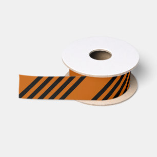 Black and burnt orange five stripe pattern satin ribbon