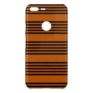 Black and burnt orange five stripe pattern uncommon google pixel XL case