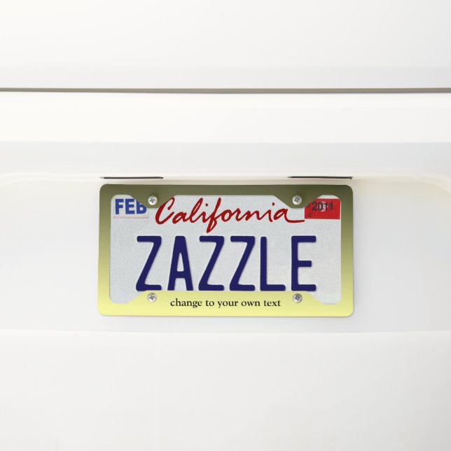 Black and Canary Yellow Ombre Pattern License Plate Frame (On Car)