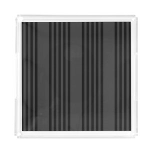 Black and charcoal five stripe pattern acrylic tray