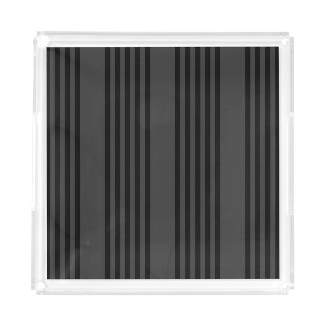 Black and charcoal five stripe pattern acrylic tray (Front)