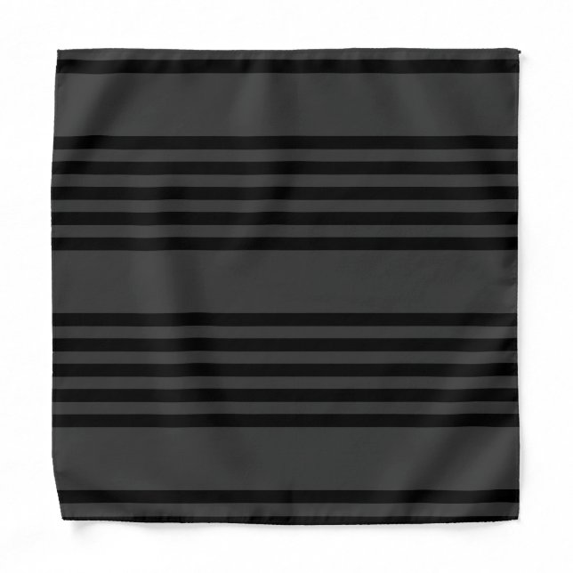 Black and charcoal five stripe pattern bandana (Front)