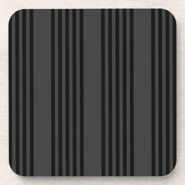 Black and charcoal five stripe pattern beverage coaster (Front)