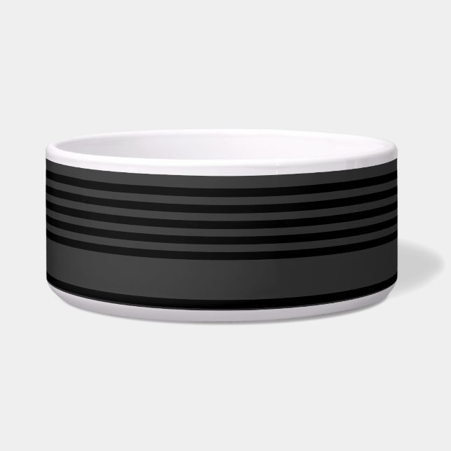 Black and charcoal five stripe pattern bowl (Front)
