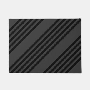 Black and charcoal five stripe pattern doormat