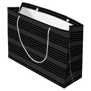 Black and charcoal five stripe pattern large gift bag
