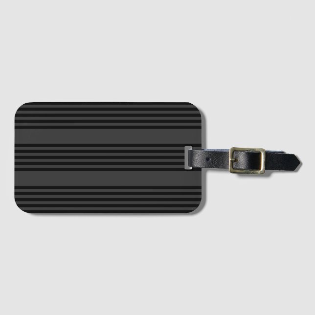 Black and charcoal five stripe pattern luggage tag (Front Horizontal)