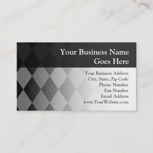Black and Charcoal Gray Argyle Business Cards
