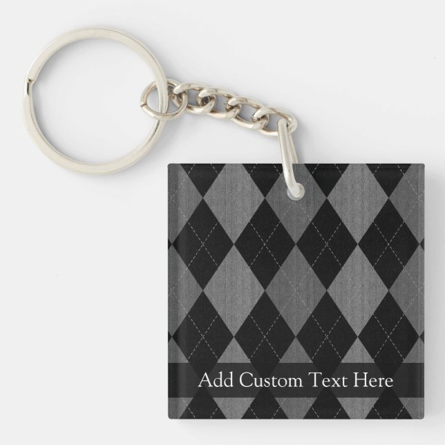 Black and Charcoal Gray Argyle Keychain (Front)